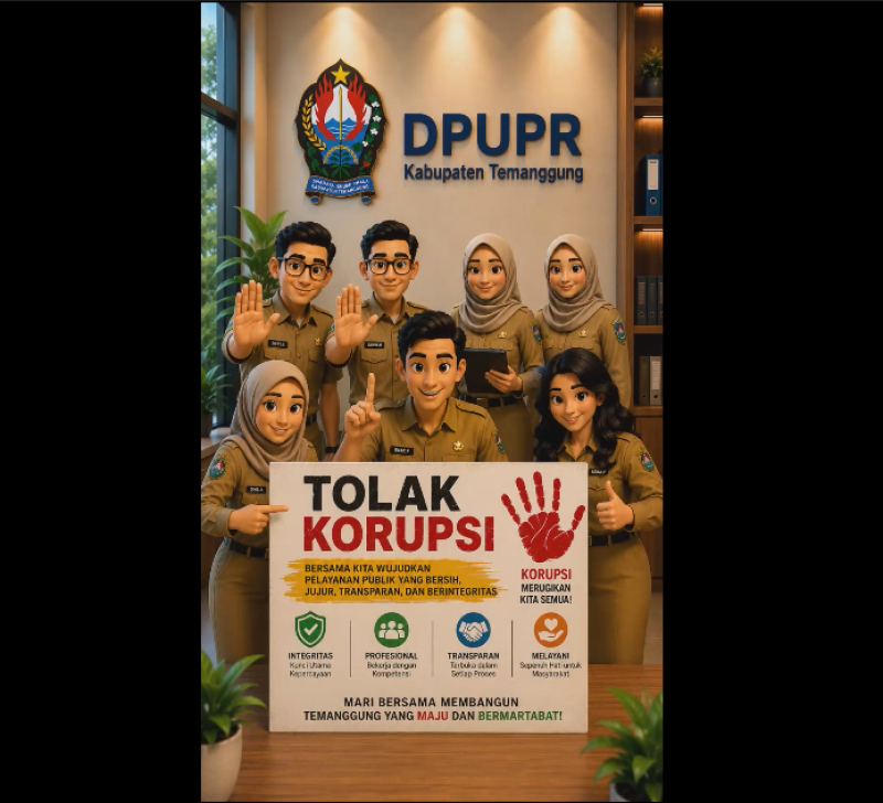 MOHON MAAF, PELAYANAN DI DPUPR KABUPATEN TEMANGGUNG SEPENUHNYA BERSIH DAN BEBAS GRATIFIKASI!